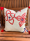Hand embroidered unique Khanta cushion cover