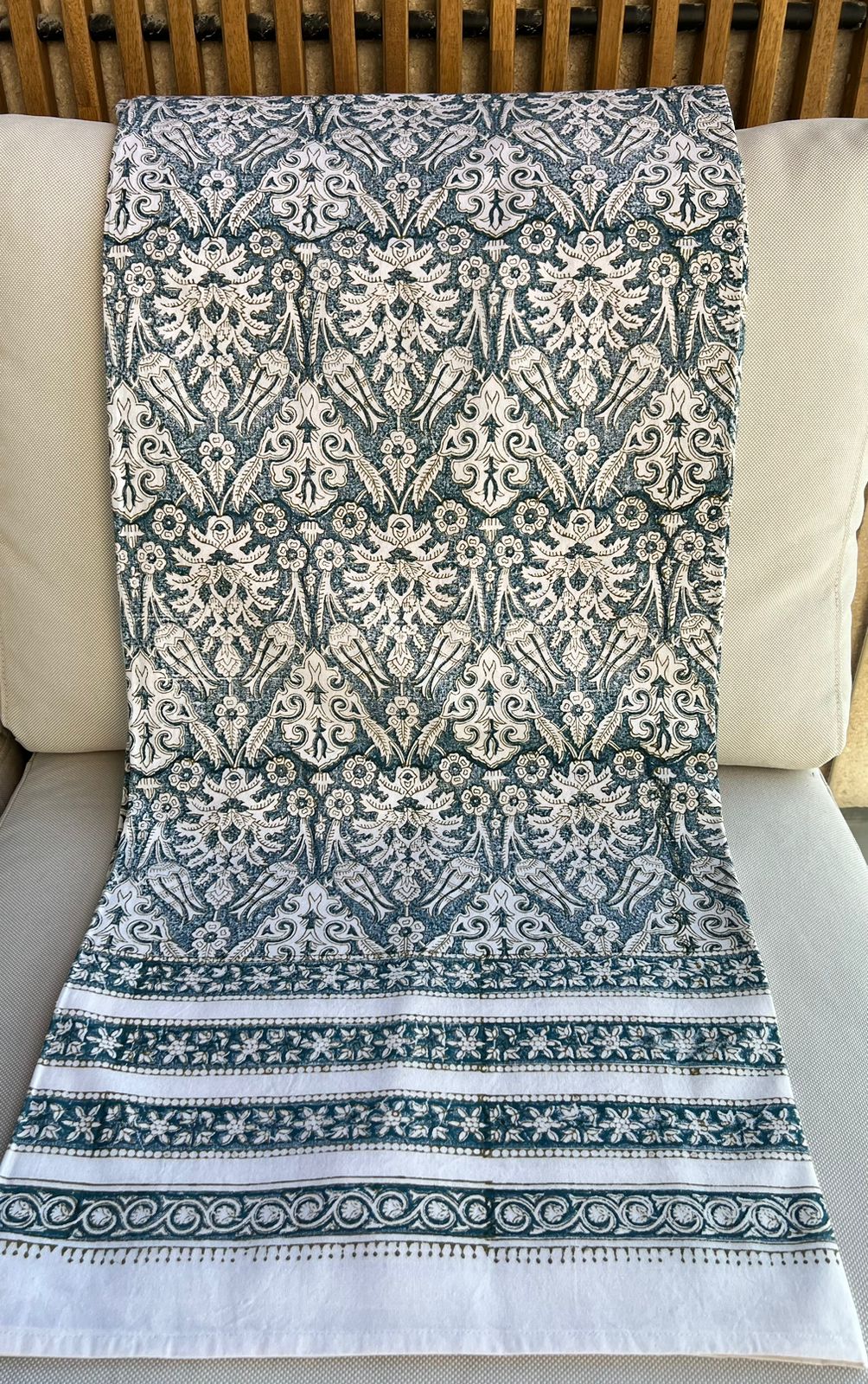 Duk - Gråblå och beige